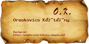 Oreskovics Kötöny névjegykártya